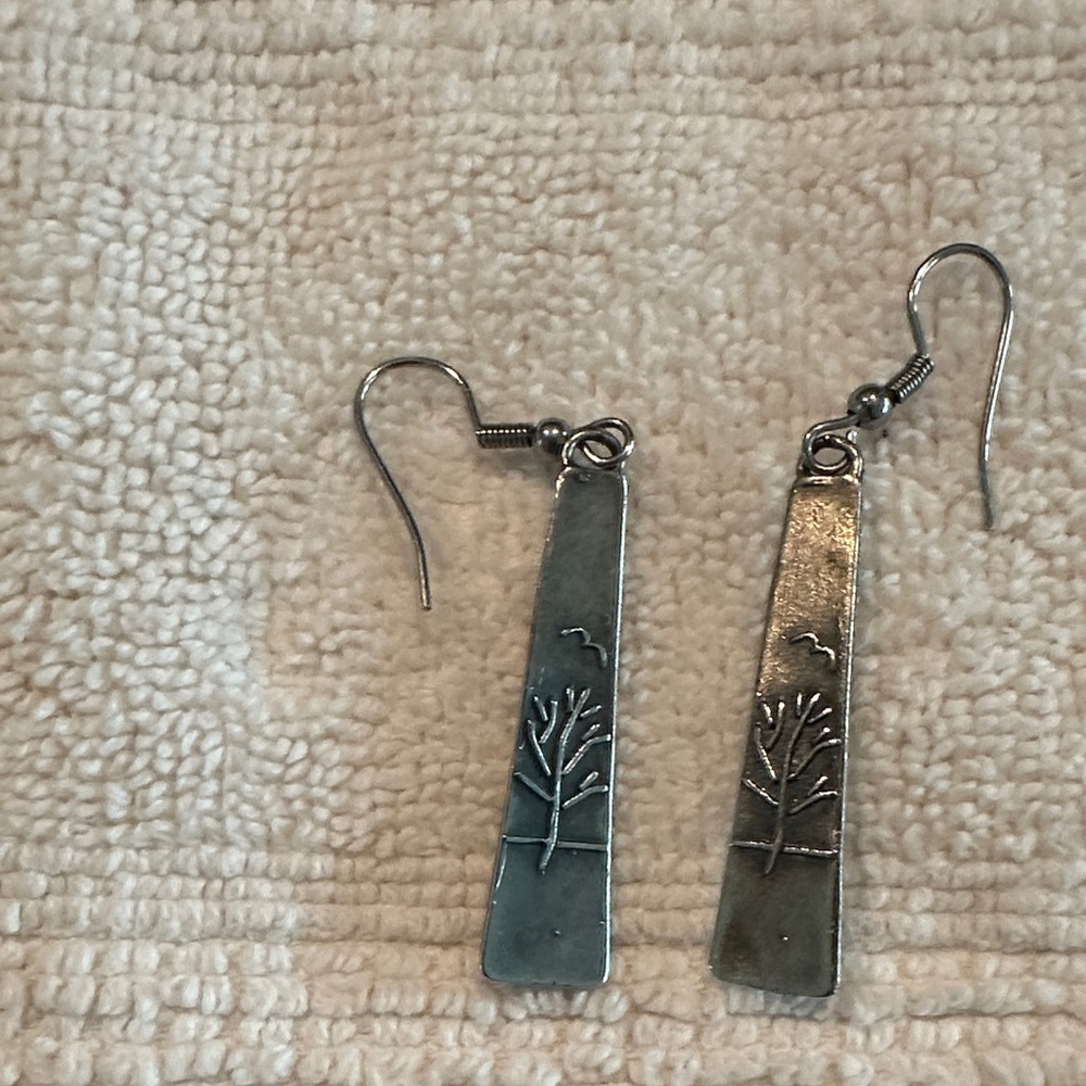 Silver Tree Design Earrings